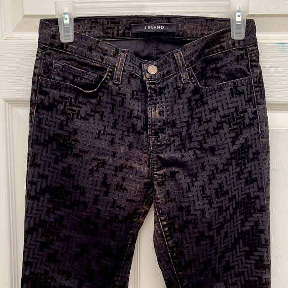 J Brand Wickwr Velvet Pattern Mid Rise Jeggings - Picture 1 of 8